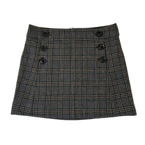 Gap women's Gray Plaid Mini Skirt with Button Details Size 4